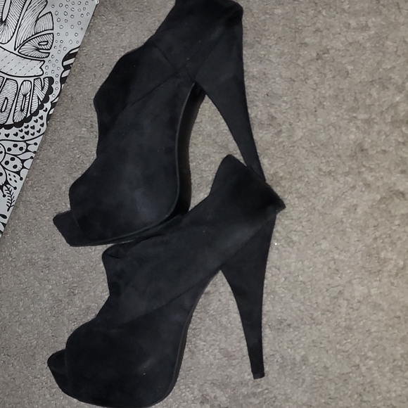 Z London black suede peep toe booties size 7.5 - Picture 7 of 9